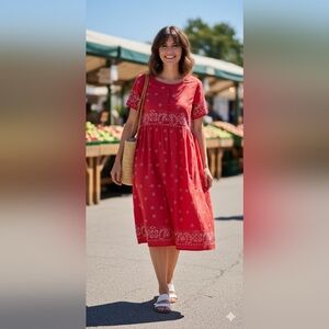 Vintage Blair 80s Red Bandana Dress Size Large